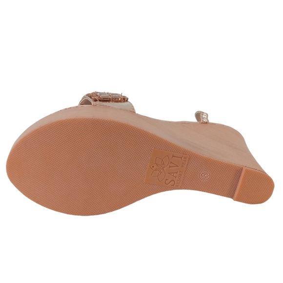 NWOT | SAVI Resort Wear Jewel Embellished Leather Strap Wedge Heel Sandal | US 8 - Picture 5 of 7